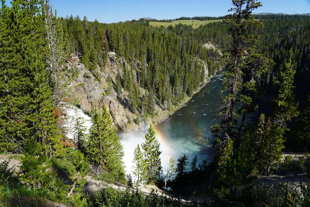 Canyon_095_08022020 - Profile look across Upper Falls with a double rainbow from the refraction of the mid-morning sunlight