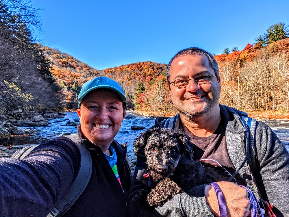 Family selfie by the river