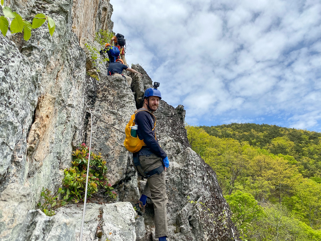 Elliot on a via ferrata