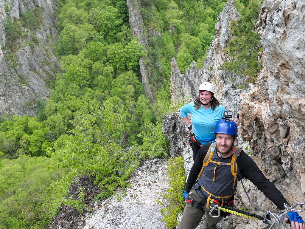 Amanda and Elliot on a via ferrata