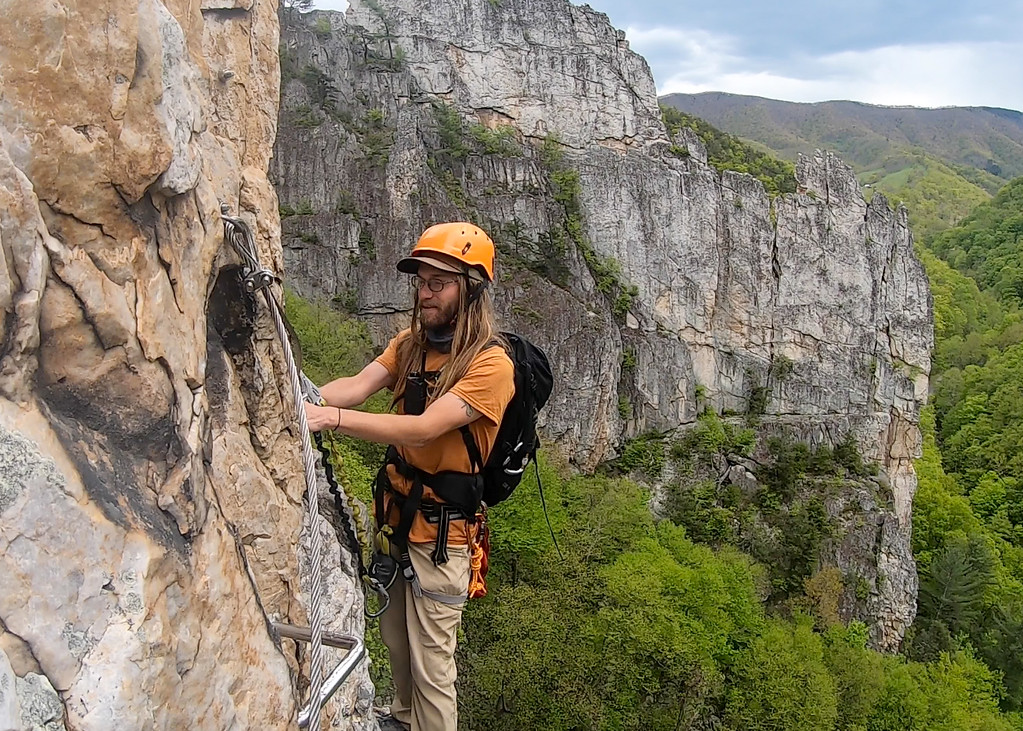 Climbing a via ferrata