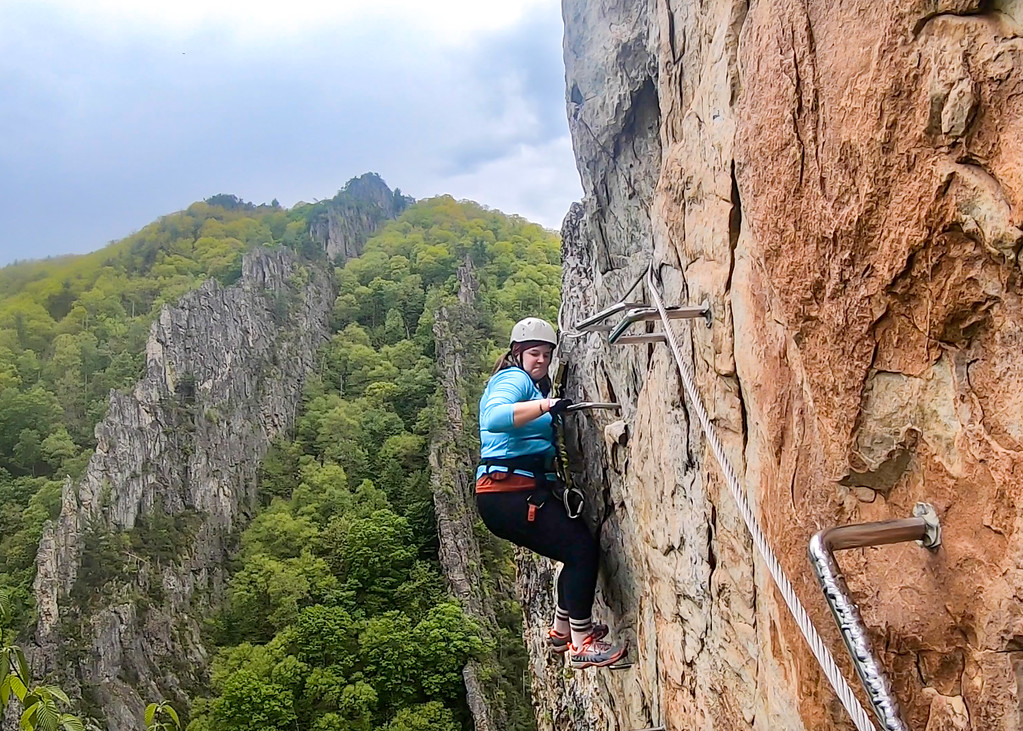 Amanda on a via ferrata