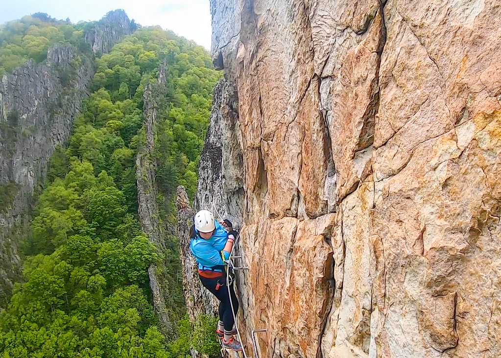 Amanda on a via ferrata