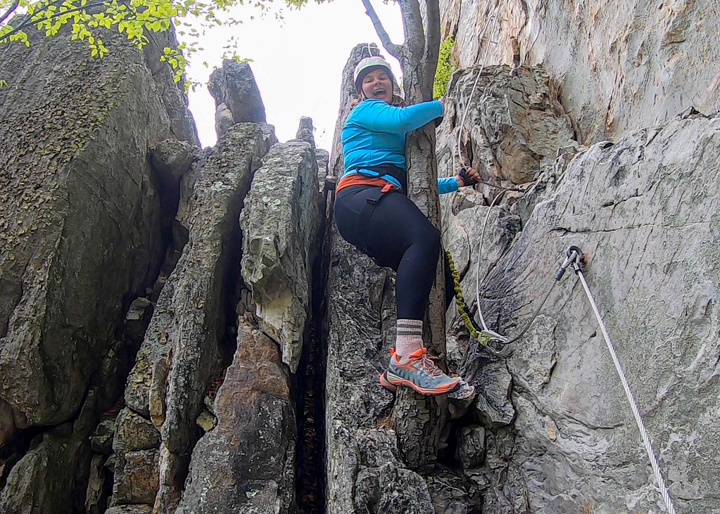 Amanda hugging a tree