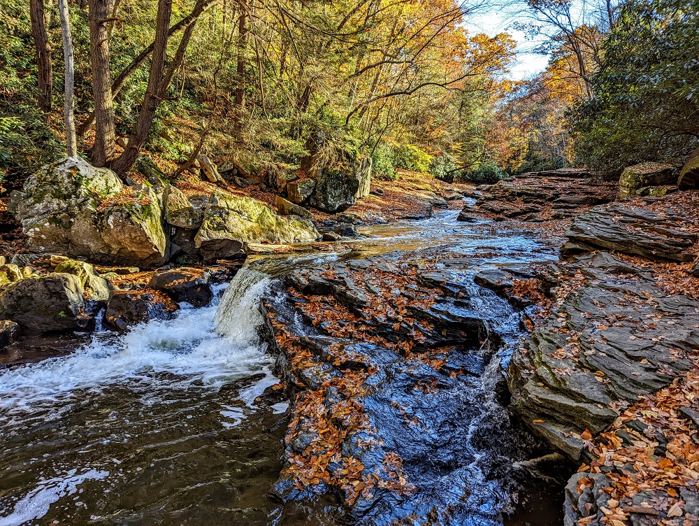 The end of Meadow Run Slides in Ohiopyle State Park