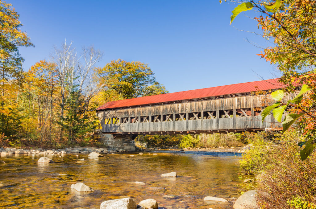 A covered bridge in Conway, New Hampshire.