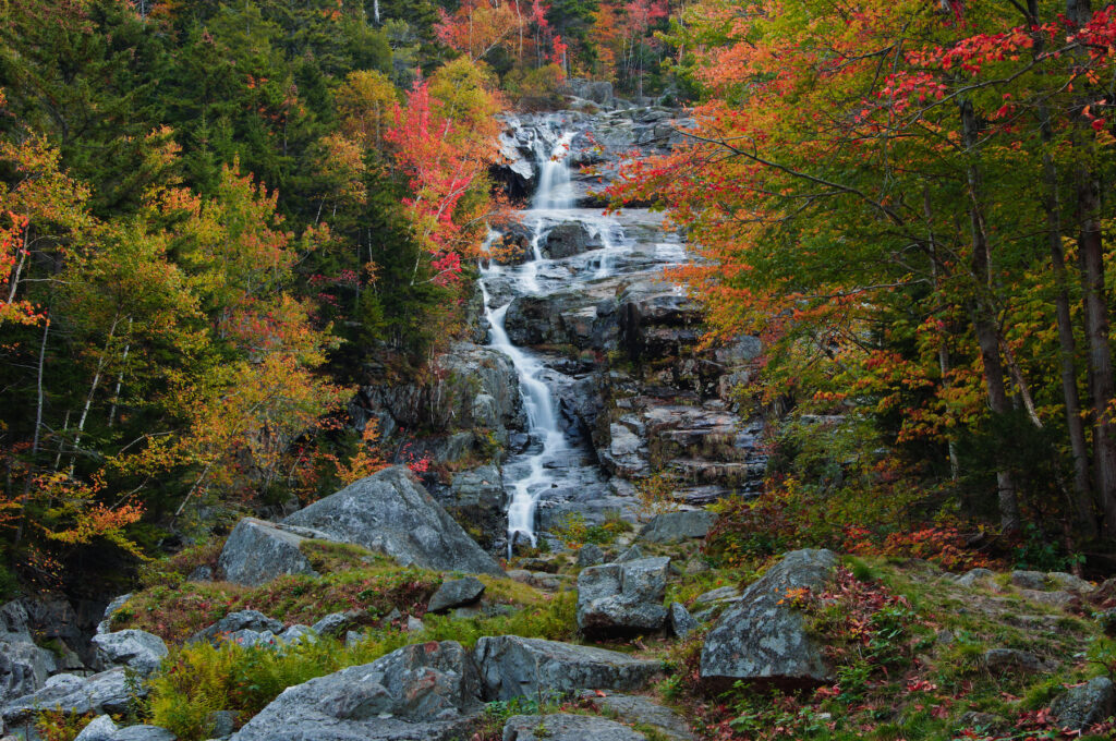 A waterfall in New Hampshire's Crawford Notch State Park.
