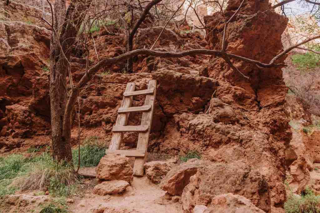 ladder to beaver falls at havasupai falls