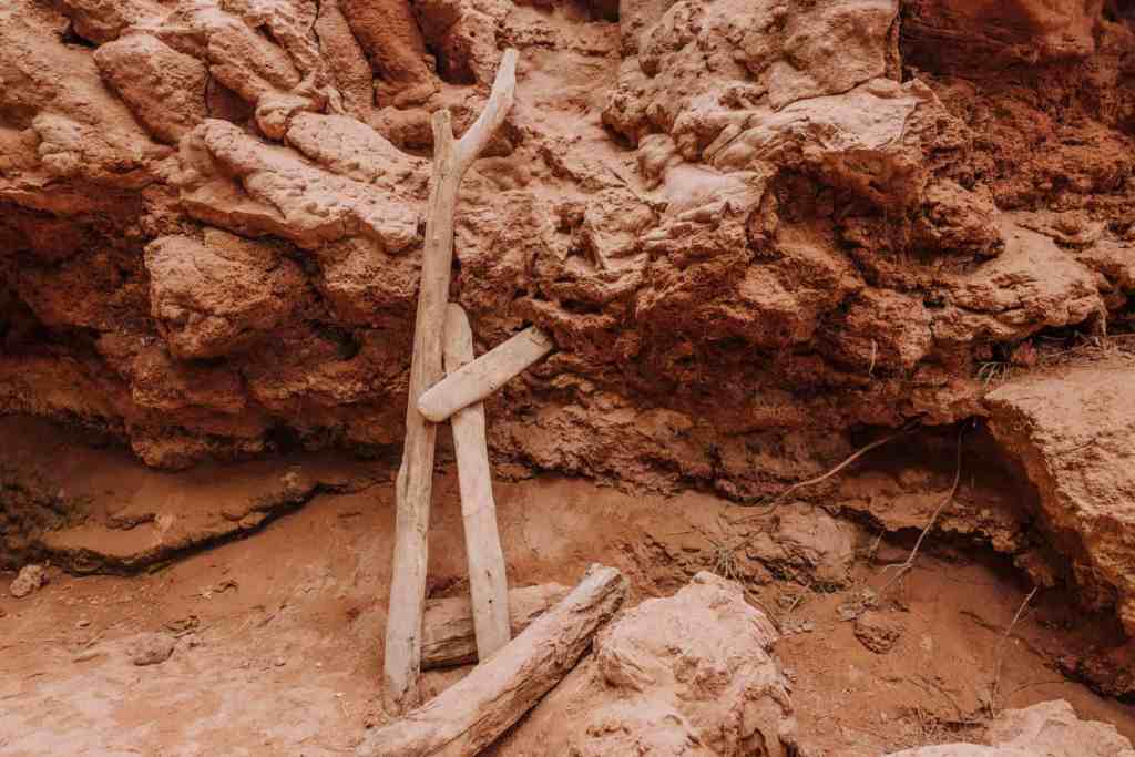 wooden ladder along Havasu Creek at beaver falls 