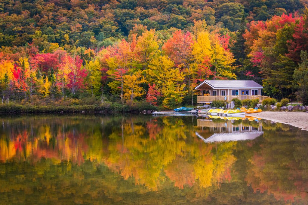 Fall foliage at New Hampshire's Echo Lake State Park.