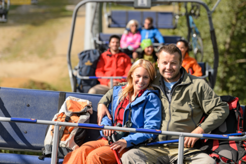 Couple on Big Sky Scenic Chairlift Ride