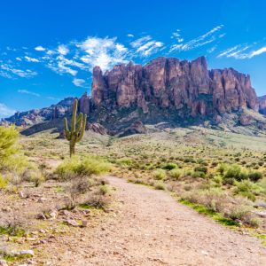 Lost Dutchman State Park at the foot of Superstition Mountain.