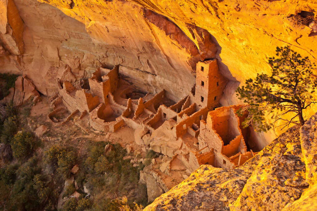 The cliff dwellings of Mesa Verde. Mesa Verde National park, Colorado, USA.